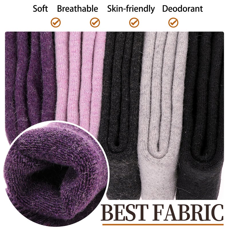 Sandsuced Wool Warm Socks for Women Winter Hiking Thick Boot Thermal Cozy Crew Work Soft Ladies Socks 5 Packï¼ˆSolid Color Pinkï¼‰ - Image 5